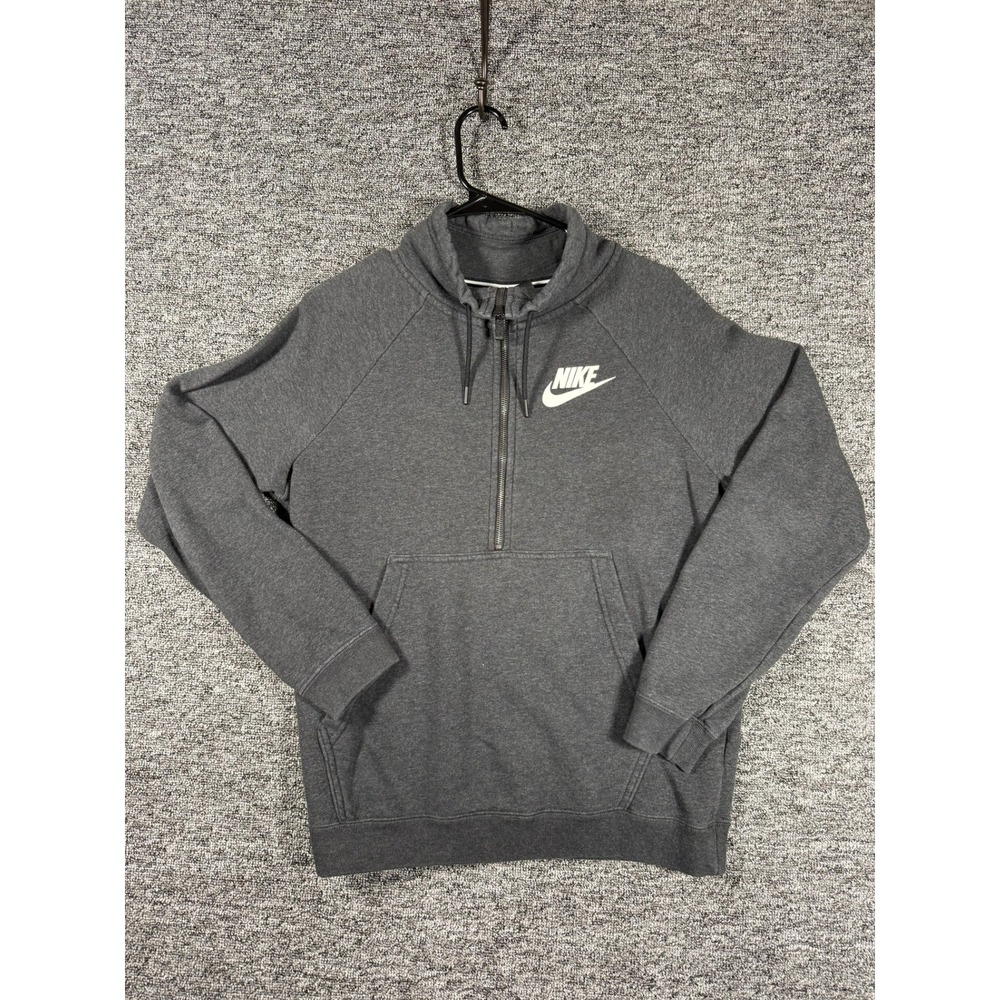 Nike Mens Sportswear Quarter Zip Pullover Sweatshirt Gray Heather Medium Logo